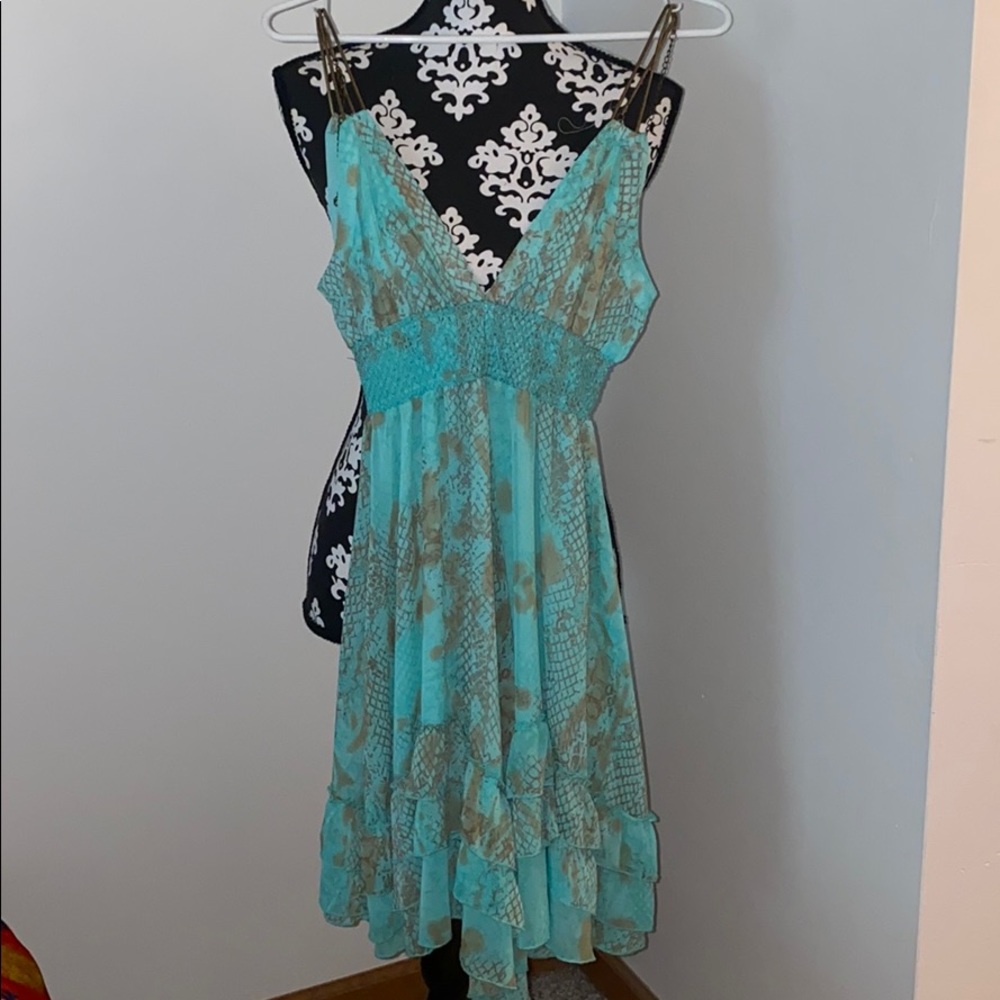 Arden B Lt green/aqua Snake print dress XS